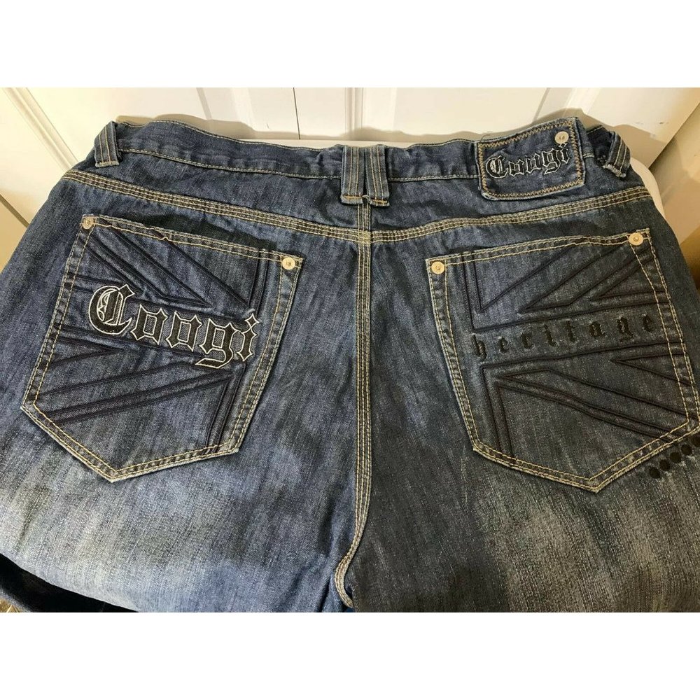 Coogi Men's Blue Sz 40 x 35 5-Pocket Embroidered Jeans Urban Hip Hop Pants